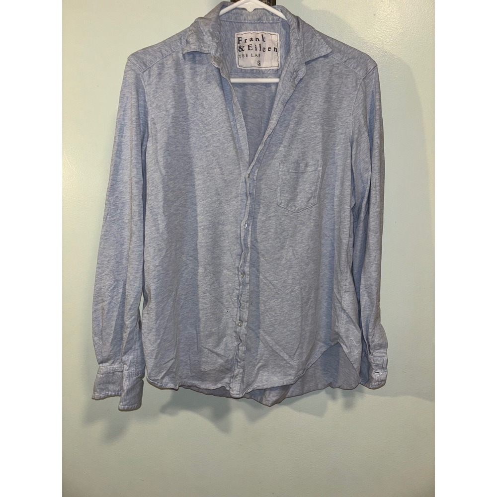 Frank & Eileen Tee Lab 100% Cotton Button-Down Shirt Small Heather Blue *FLAW - Picture 2 of 12